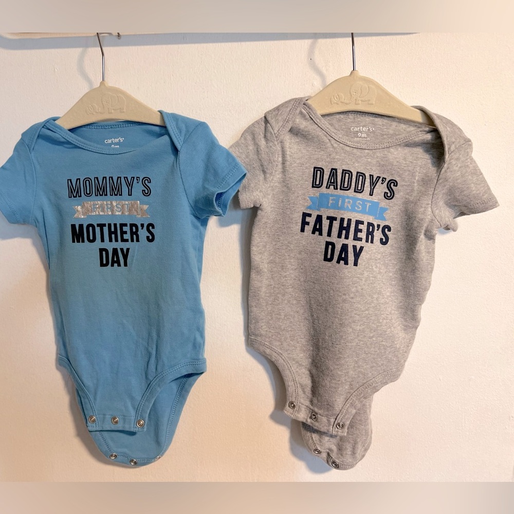 Carter's Baby Boy First Mother's Day and Father’s Day Bodysuit Blue& Gray - Picture 2 of 5
